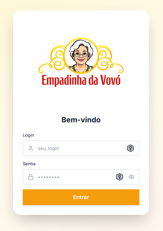 Tela de login personalizada do sistema Empadinha da Vovó